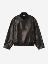 Leather Raglan Bomber Jacket