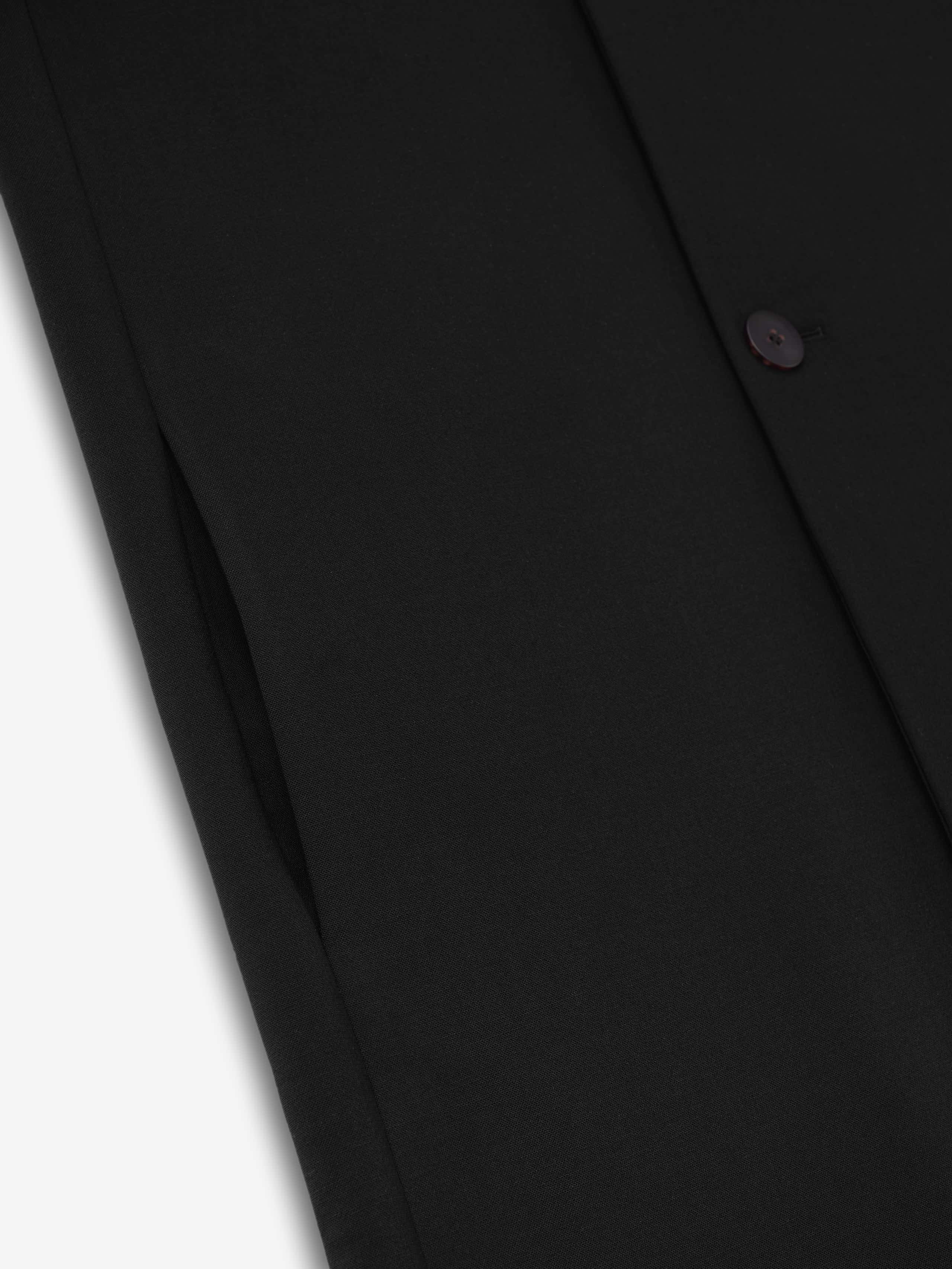 Double Weave Wool Double Breasted Lapelless Coat